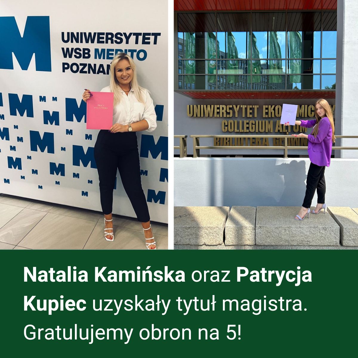 Patrycja Kupiec oraz Natalia Kamińska z tytułem magistra