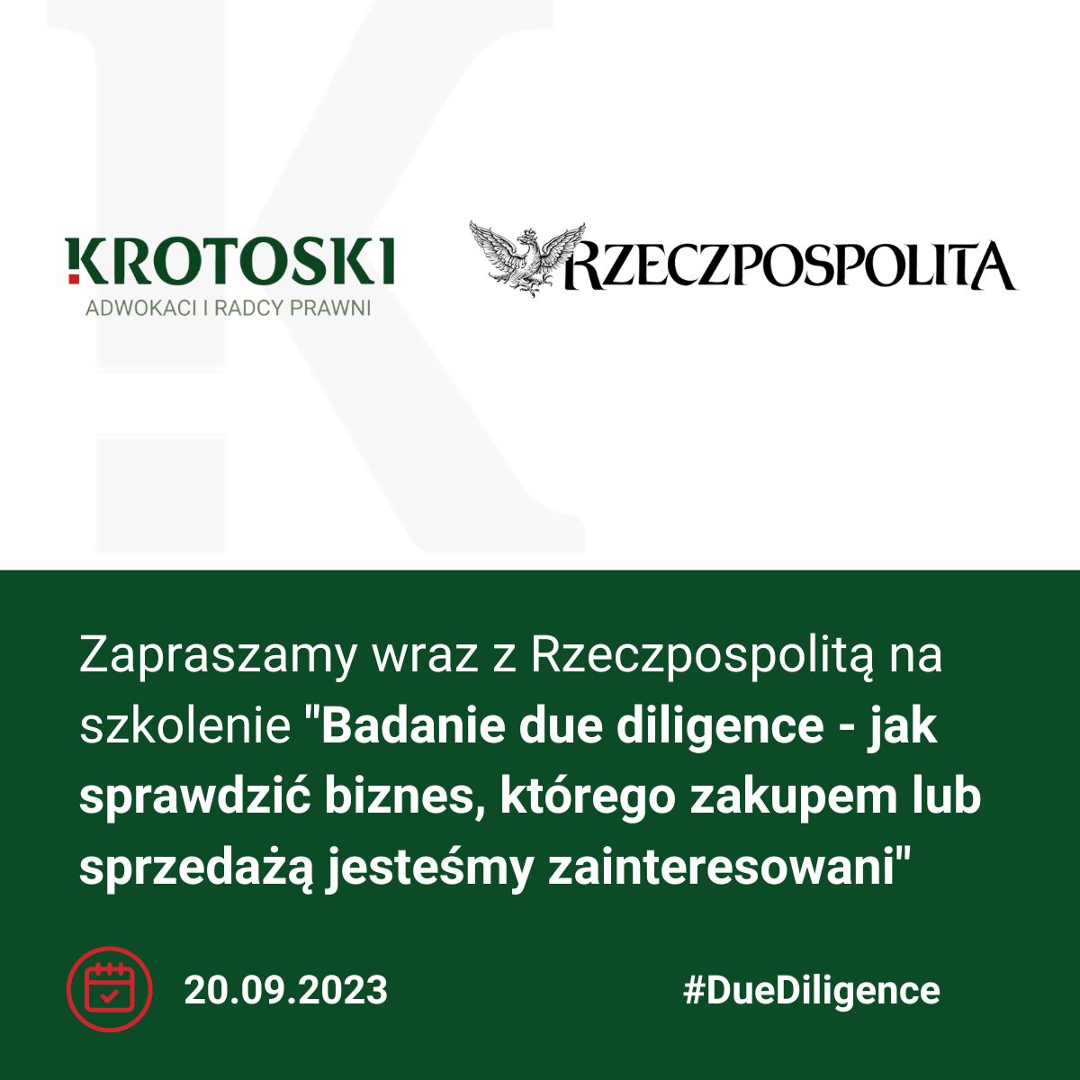 Szkolenie specjalistów M. Krotoski Adwokaci i Radcy Prawni sp. k. wraz z Rzeczpospolitą