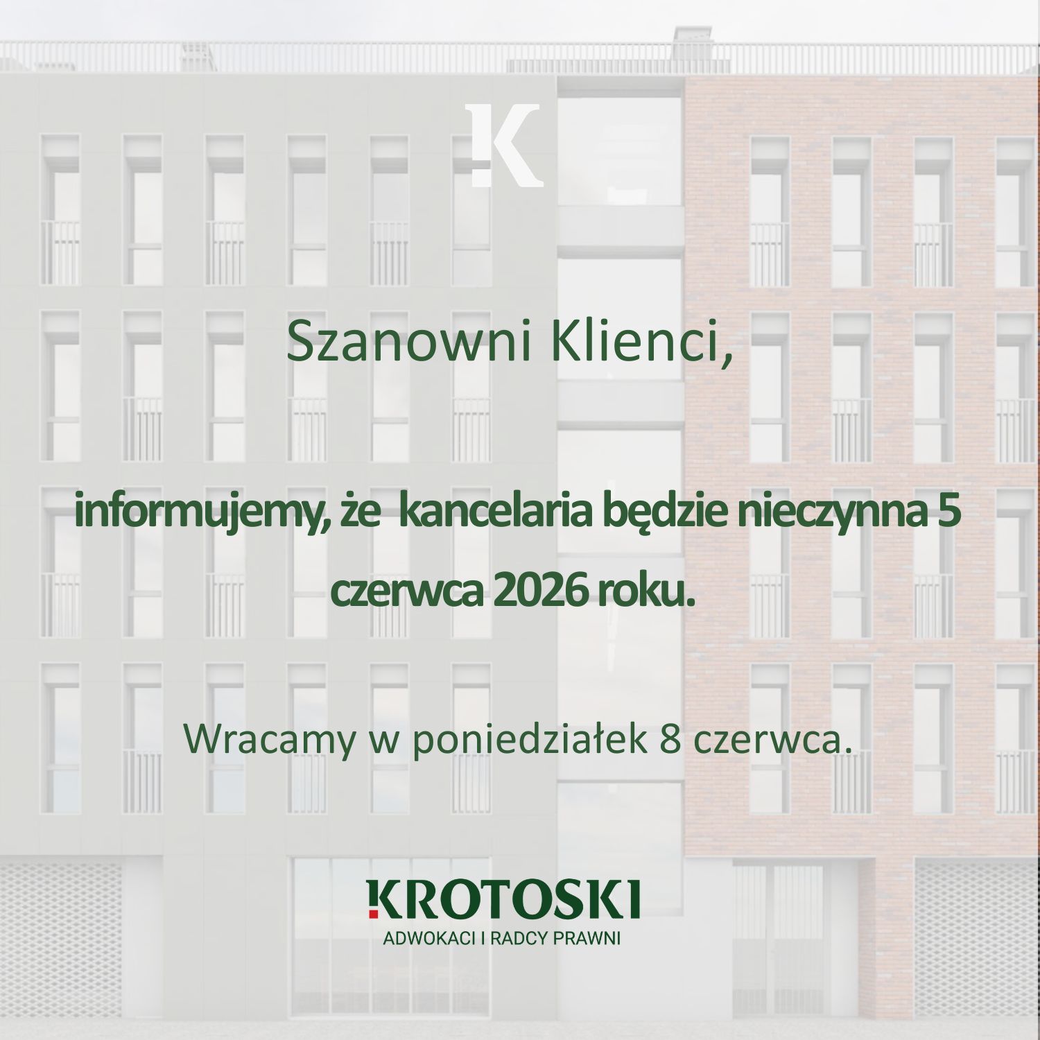 Harmonogram pracy kancelarii
